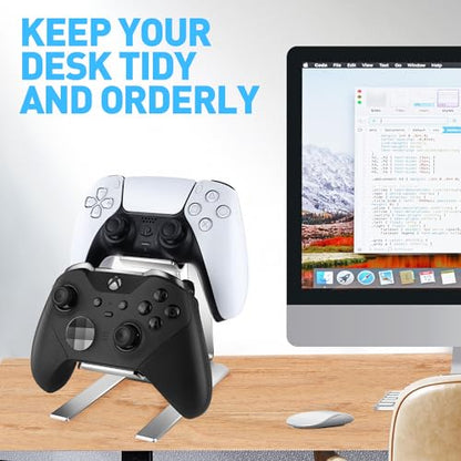 Controller Holder – 2 Tier Universal Aluminum Display Stand Accessories PC Gaming Desk Decor Stuff Gamer Gifts for Xbox Series X S, Elite 2, PS5, PS4, PS3, Switch Pro and Almost All Controller - size: 1 Pack
