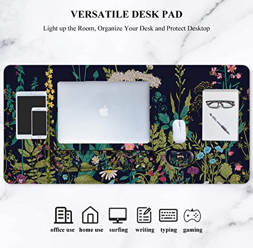 LATEEFAH Desk Mat, Mouse Pad with Wrist Rest, 4-in-1 Large Mouse Pads for Desk, Ergonomic Mouse Pad and Keyboard Wrist Rest Gaming Keyboard Mat for Office, Home - color: 4Pcs-Weeds