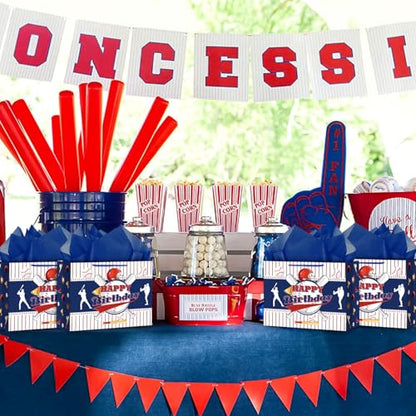 Hooqict Baseball Gift Bag Baseball Birthday Party Gift Wrapping Bag with Tissue Paper and Greeting Card for Boys Men Sport Birthday Party Supplies Goodie Treat Baseball Birthday Gift Bag - color: Baseball