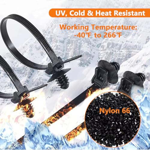 Fir Tree Push Mount Zip Ties 8 Inch Threaded Automotive Fuel Line Cable Ties Nylon Wire Holder 8.3"x0.22" 50Pcs - size: 8.3"x0.22"