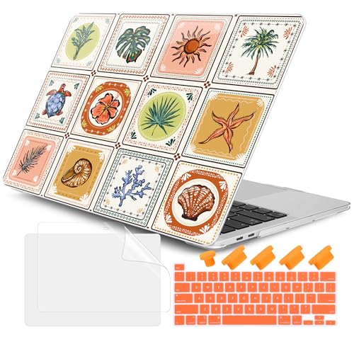DONGKE Compatible with MacBook Pro 13 inch Case 2024 2023-2020 Release A2338 M2/M1 A2251 A2289 with Retina Display & Touch ID, Plastic Hard Shell & Keyboard Cover & Screen Film - Corals - color: Corals