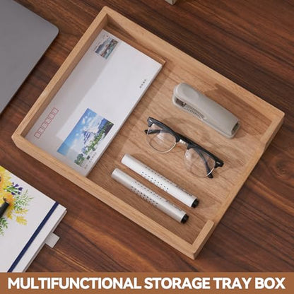 KIRIGEN Wood Letter Tray, Single-Tier Front-Load Desktop Paper Organizer, Wooden Document Tray for Letter and A4 Paper, File Folder, Mail, Home Office Desk, 13.77 x 10.62 x 2.16 Inch, TP-NA - color: Natural