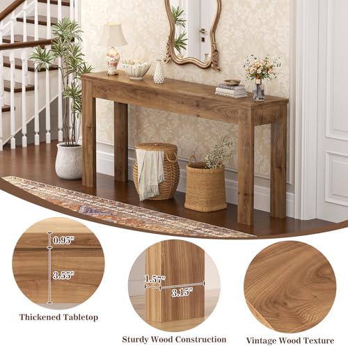 Armocity Console Table, 47" Farmhouse Wood Entryway Table, Sofa Tables Narrow Long Behind Couch, Entry Table for Entrance, Hallway, Living Room, Brown Oak - color: Brown Oak, size: 47"