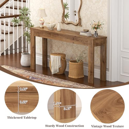 Armocity Console Table, 47" Farmhouse Wood Entryway Table, Sofa Tables Narrow Long Behind Couch, Entry Table for Entrance, Hallway, Living Room, Brown Oak - color: Brown Oak, size: 47"