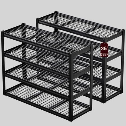 36" D Storage Shelves, 68" W Garage Shelving Heavy Duty Metal Adjustable Garage Shelves, Shelving Units Industrial Shelving for Warehouse, 68" W x 36" D x 68" H, 2 Pack - size: 68"Wx68"Hx36"D | 4 Tier