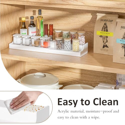 Sezanrpt Expandable Spice Rack Cabinet Organizer 2 Tier, White Kitchen Counter Display Shelf, Seasoning Organizer for Cabinet, Moisture Resistant - size: 2 Tier