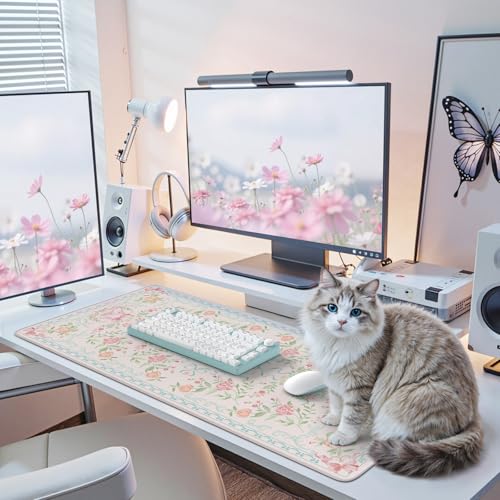 iCasso Computer Pad Blue,Aesthetic Mouse Pad for Laptop,Non-Slip Keyboard Mats for Desktop,Cute Girly Desk Mats with Stitched Edges,Extra Large Desk Cover Protector for Gaming Office Home - color: Blue