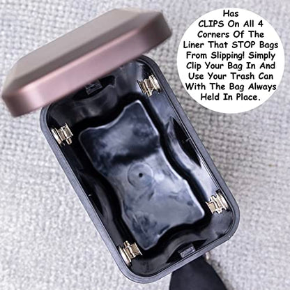 Homie Soft Close, Slim Trash Can 1.6 Gallon with Anti - Bag Slip Liner and Lid, Use as Mini Garbage Basket, Slim Dust Bin, or Decor in Bathroom, Restroom, Kitchen, or Bedroom (Bronze) - size: 1.6 Gallon