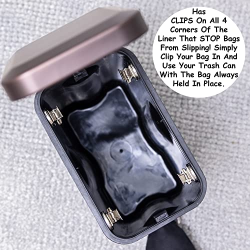 Homie Soft Close, Slim Trash Can 3.2 Gallon with Anti - Bag Slip Liner and Lid, Use as Mini Garbage Basket, Slim Dust Bin, or Decor in Bathroom, Restroom, Kitchen, or Bedroom (Bronze) - size: 3.2 Gallon