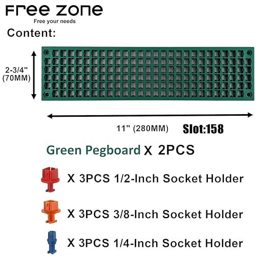 Free Zone Bit Organizer Set (Green) – 158-Hole Bit Storage – 1/4" Hex Bits & Drive Bits Adapter Storage – Toolbox Storage (Tools Not Included) - color: Green
