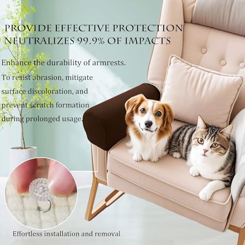 Sofa Couch Arm Chair Covers, Armrest Armchair Covers Stretch Recliner Slipcovers, Set of 2 (Chocolate) - color: Chocolate