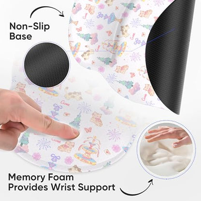 RICHEN Ergonomic Mouse Pad with Wrist Support,Non-Slip Rubber Base for Computer Laptop & Mac,Lightweight Rest for Home,Office & Travel (Cute Kitten) - color: Cute Kitten