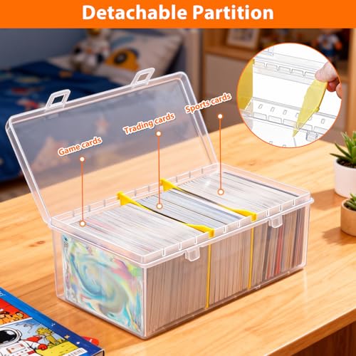 SAMYUCHO Trading Card Storage Box with 2 Dividers for 500 Sports Cards, Plastic Bulk Display Holder Collection Organizer Cases Container Fit for Baseball Football Playing Game Magic Cards 2 Pcs - size: 2 Pcs