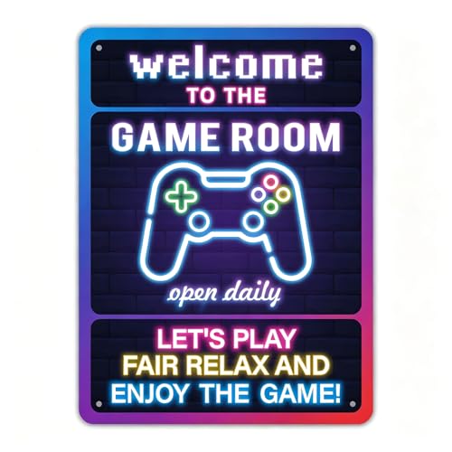 Game Room Wall Decor - Cool Video Game Themed Sign, Ready to Hang Neon Signs & Poster for Teen Boy Bedroom, Gamer Gift for Son, Friends, Game Lover（11 * 8inches，Rope included） - color: Welcome to the Game Room 004
