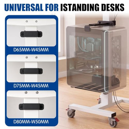 Relaxweex Under Desk PC Mount for Standing Desk Fits 65×45mm, 75×45mm, 80×50mm Leg PC Under Desks Mount 50lb Computer Holder Under Table Adjustable Computer Holders Clamp on Leg Holder & Non Slip Pad - size: 65×45mm,75×45mm,80×50mm