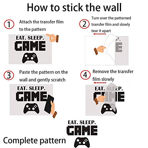 SITAKE Game Room Decor, “EAT Sleep Game Repeat” Boys Room Decorations for Bedroom, Kids Wall Decor and Wall Stickers for Playroom, 22.0 × 22.0 Inch (Style 1)