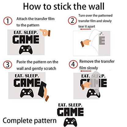 SITAKE Game Room Decor, “EAT Sleep Game Repeat” Boys Room Decorations for Bedroom, Kids Wall Decor and Wall Stickers for Playroom, 22.0 × 22.0 Inch (Style 1)