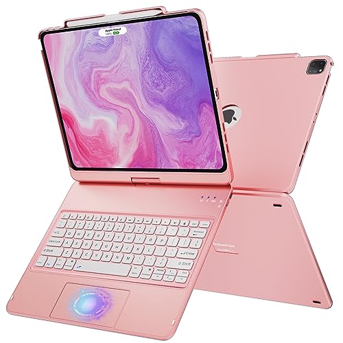 GGH Touch for iPad Keyboard Case Air 13 (M3 2025 / M2 2024) &12.9 iPad Pro (6th,5th,4th,3rd Gen),360° Rotatable Protective Cover Multi-Touch Trackpad Keyboard Case with Pencil Holder - Rose Gold - color: rose gold