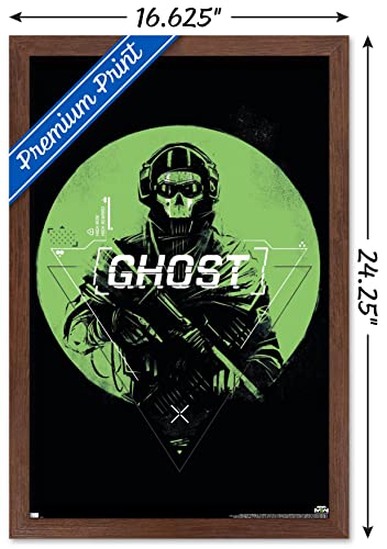 Trends International Call of Duty: Modern Warfare 2 - Ghost Emblem Wall Poster, 14.725" x 22.375", Mahogany Framed Version - color: Mahogany Framed Version, size: 22.4"L x 14.7"W