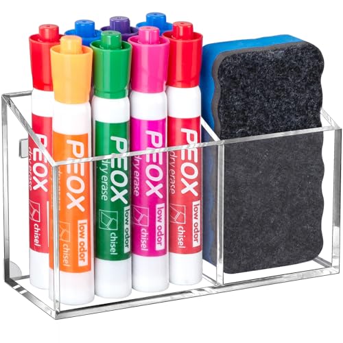 BEYGORM Magnetic Dry Erase Marker Holder for Whiteboard,Non-slip Acrylic Magnet Pen Holder for Fridge Refrigerator,Locker Organizer for Work,Locker Accessories,Pencil Cup for Desk,Marker Organizer - color: Clear