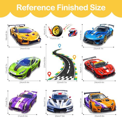 Tanlaby Racing Car Wall Decals Roads Vehicles Wall Stickers Vinyl Peel and Stick Art Decor for Boys Bedroom Kids Room Toddles Playroom