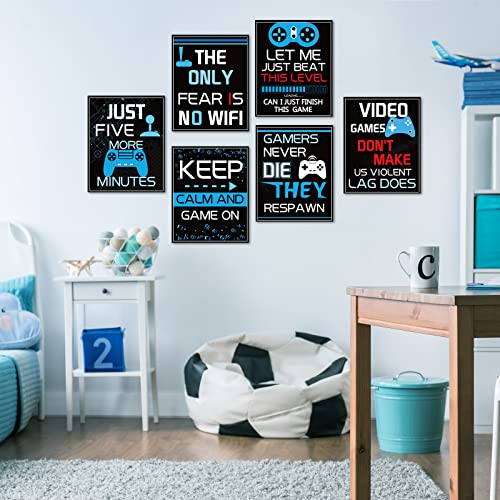 Sumind 10 Video Game Poster Sign Gamer Art Print Boy Game on Birthday Party Wall Decoration, Inspirational Words Quote Poster 10 x 8 Inch Wall Gaming Art for Kids Boy Bedroom Decor, No Frame (Blue) - color: Blue