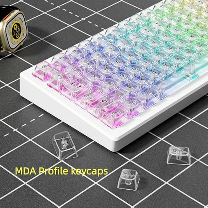 dagaladoo Clear keycaps,Transparent Keyboard keycaps,Jelly Key caps Set,Shine Through keycap，MDA Profile Keyboard caps for Mx Switches Mechanical Keyboard(White) - color: White