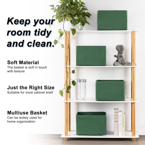 4 Pack Storage Baskets for Organizing, Woven Baskets for Shelves - Perfect for Toys, Books, Towels, and Clothes, Durable Gift Basket Bins Toy Storage, 12.7''L x9''W x7.8''H, Green - color: Green, size: Small/12.7''Lx9''Wx7.8''H