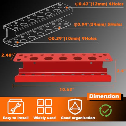 ULIBERMAGNET Magnetic Screwdriver Holder,Heavy Duty Pliers Metal Organizer Rack,Wall Mount Garage Organizer for Screwdriver, Plier, Shears,Tools Holder Rack for Garage,Tool Cart,Pegboards,Workbench - style: Red Magnetic Screwdriver Rack