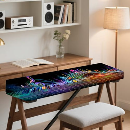 Nuxovilar Stretchy 88 Keys Keyboard Piano Dust Cover, Dust - Proof Elastic Milk Silk with Colorful Sound Wave Visuals for Digital Pianos - color: VC04236-B