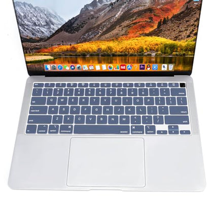 MOSISO Keyboard Cover Compatible with MacBook Air 13 inch 2022 2021 2020 Release A2337 M1 A2179 Retina Display with Touch ID Backlit Magic Keyboard, Waterproof Protective Silicone Skin, Steel Blue - color: Steel Blue