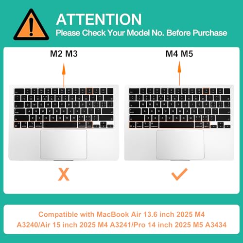 MOSISO Keyboard Cover Skin Compatible with MacBook Air 13.6 inch 2025 M4 A3240/Air 15 inch 2025 M4 A3241/Pro 14 inch 2025 M5 A3434, Rose Quartz - color: Rose Quartz