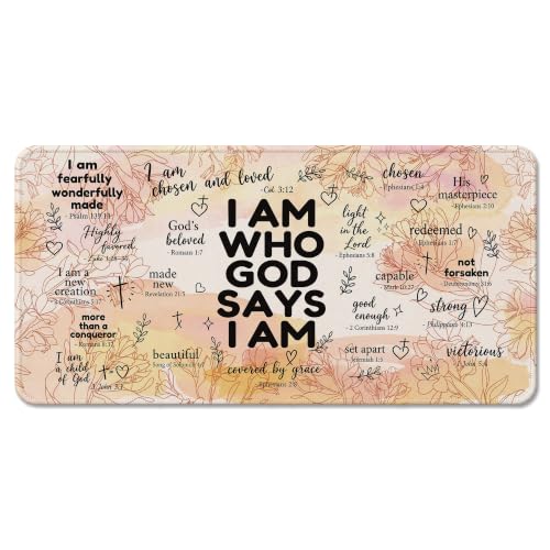 God Says I Am Christian Desk Mat Large Mouse Pad 31.5x15.7 Inch,M001 | Bible verse affirmation desk mat for home office dorm computers, Christian desk decor and faith gift for women coworkers - color: 22Child, size: 31.5x15.7