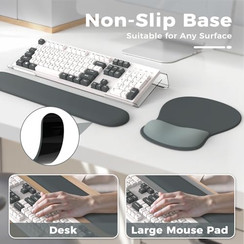 iCasso Keyboard Wrist Rest,Black Ergonomic Mouse Pad with Wrist Support,Acrylic Clear Keyboard Stand for Desktop,Non-Slip Mousepad Set for Office Home Gaming - color: Pure Black