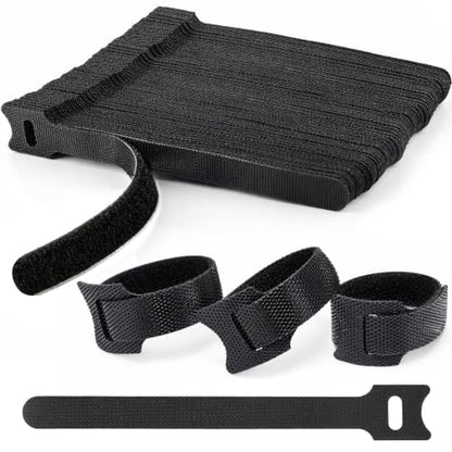 70 PCS 6 inch Cable Ties Reusable Cable Management Adjustable Cable Organizer, Cable Straps, Cord Wraps and Hook Loop Straps for Computer,Gaming, Wire, Desk- Home Office Essentials - size: 6Inch（Black)70pcs