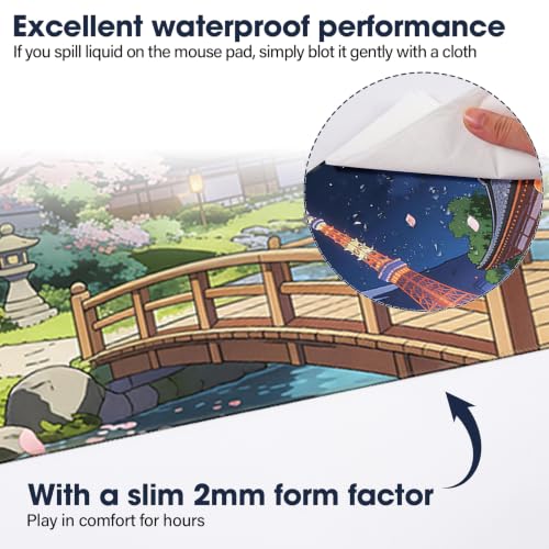 Durable Desk Pad 31.5x15.7 Inch - Thick XXL Mouse Pad with Anti Fray Stitched Edges, Natural Rubber Base, Smooth Fabric Top, Bridge - color: Bridge, size: 31.5" x 15.7"