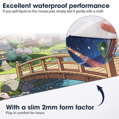 Durable Desk Pad 31.5x15.7 Inch - Thick XXL Mouse Pad with Anti Fray Stitched Edges, Natural Rubber Base, Smooth Fabric Top, Bridge - color: Bridge, size: 31.5" x 15.7"