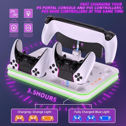 PS5 Pro / PS5 / Slim/Stand and Cooling Station with LED Controller Charging Station for PlayStation 5 Slim Disc/Pro Digital Edition Console with 3 Level Cooling Fan, WhiteLighting - color: White