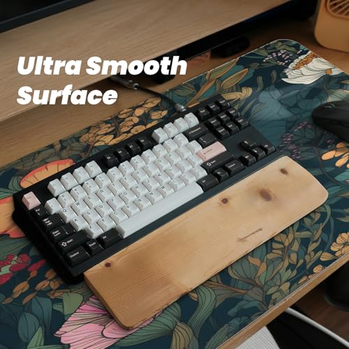 Gaming Mouse Pad, Large 31.5 x 11.8 inches Mousepad, Long Keyboard Pad, Cute Mouse Mat for Computer with Stitched Edges and Non-Slip Base (Wildflower) - color: Wildflower