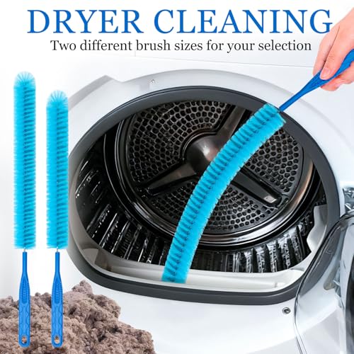 Dryer Vent Cleaner Kit，Refrigerator Coil Cleaning Brush，Includes Dryer Vent Brush, lint Brush for Dryer, Drain Cleaning Brush, and Appliance Brush Set for All Your Home Cleaning Needs