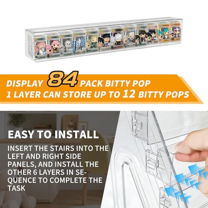 BOHOIDEE 7 Layers Clear Display Shelf for Funko Bitty Pop, Acrylic Figure Display Stand Toys Stand for Mini Collectible Toys