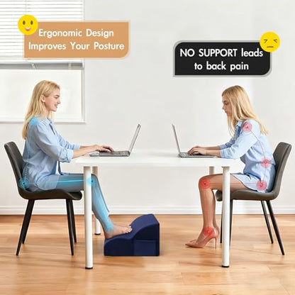 Echaprey Foot Rest for Under Desk at Work,Adjustable Under Desk Footrest Multifunctional 3-Tier Foot Stool with Non-Slip Base and Washable Cover Ergonomic Foot Stool for Office,Home,Car,Travel (Blue) - color: Blue