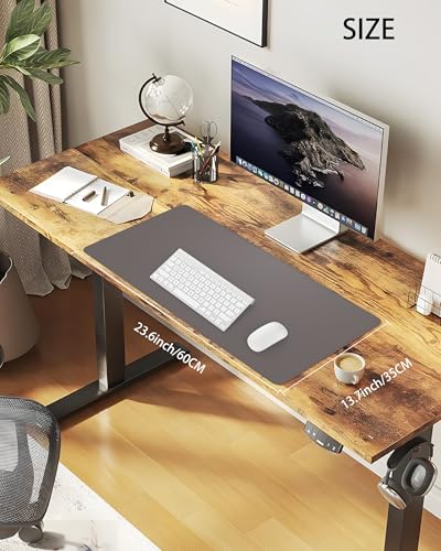 Desk Pad Mat 23.6"x13.7" - Waterproof Mouse Pad & Desk Protector, Non-Slip PU Leather for Gaming Keyboard/Mouse, Stitched Edge XL Office Desk Pad with Ergonomic Support(Dark Grey) - color: Dark Grey, size: 23.6" x 13.7"