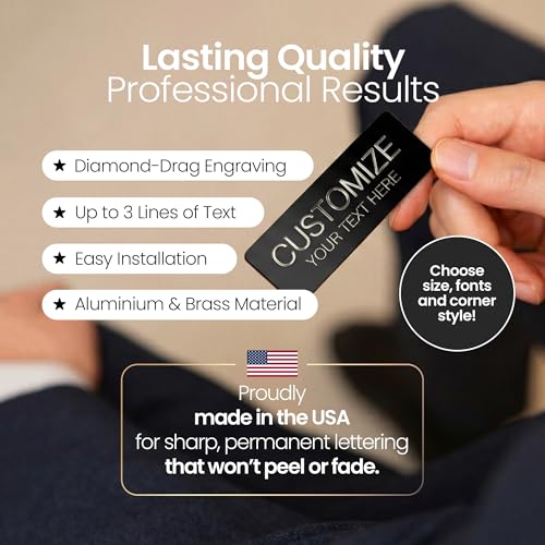Custom Engraved Name Plates - 1"x3" & 1"x4" - Precision Diamond Drag Engraving Brass or Aluminum Plaque - Personalized Adhesive Plates for Fantasy Sports, Classroom, Trophy, etc.