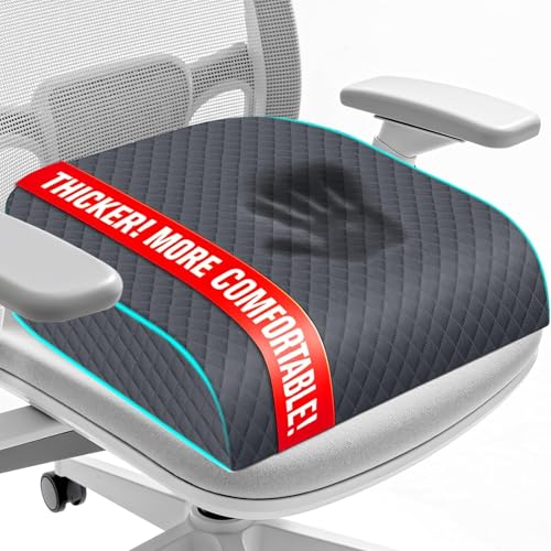 Seat Cushion for Office Chair, Memory Foam Chair Cushions, Car Seat Cushion for Long Sitting, Desk Chair Cushion for Pressure Relief, Non-Slip Bottom, Washable Cover, X-Large, Grey - color: Grey, size: X-Large