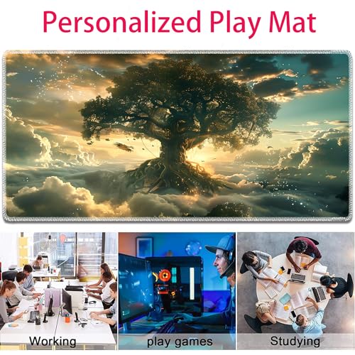 MTG Playmat, Smooth Surface Game Play Pad MTG TCG 24 x 14 inch with Storage Bag, Non-Slip Mouse Pad Card Fighting Game, Tree of Life - color: Tree Of Life