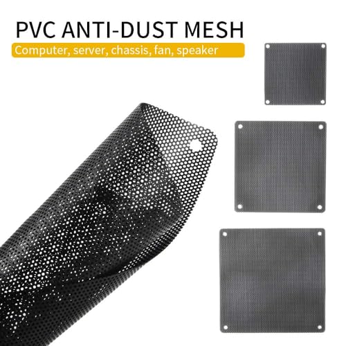 120mm Fan Filter, 10 Pack Black Computer Fan Grill Cover | 0.8mm PVC fine mesh blocks dust & pet hair. High airflow. Washable & reusable. Fits 120mm fans, screw mount. - size: 120x120mm