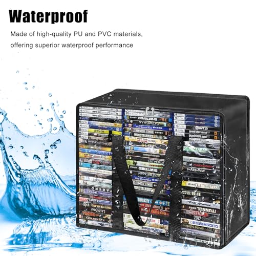 DVD Storage Bags 2 Pack, Updated Bigger Bags Holds 180 DVDs (90 Each), Clear Plastic Organizer with Reinforced Handles for Media, Quilt, Pillow & Clothes Storage - size: 2*Large Bags