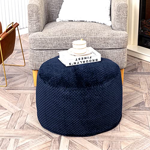 Asuprui Pouf Ottoman Unstuffed Ottoman Foot Rest No Filler Foot Stool 20x20x12 Inches Fuzzy Chair Floor Pouf Chair with Storage for Living Room Bedroom Navy Blue - color: Navy Blue