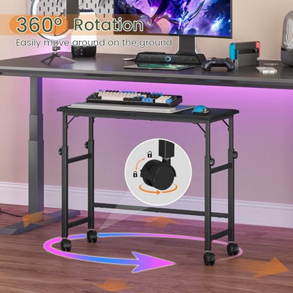 Snughome Mobile Keyboard Tray with Mouse Pad, Height Adjustment 21.6"-31.1", Keyboard Standing Desk, Rolling Under-Desk Extender with Lockable Casters, Desk Accessories for Home Office, Black - color: Black
